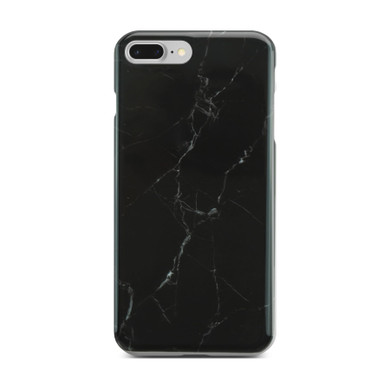 Black Glossy Marble Case (Half Warp) For iPhone 8 Plus