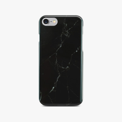 Black Glossy Marble Case (Half Warp) For iPhone 8