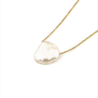 18k Gold Plated Baroque Shaped Pearl Pendants Necklaces