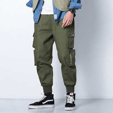 Ribbons Harem Joggers Men Cargo Pants