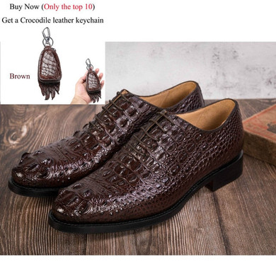 Crocodile Shoes Men Dress 100% Genuine Leather Derby Casual Formal Brand Party Wedding Luxury Men's Oxford Alligator Shoes