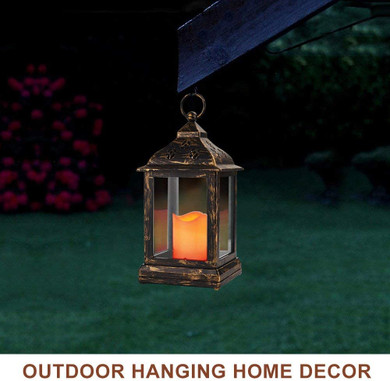 Bronze Candle Lantern with LED Flameless Candle