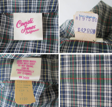 Vintage 70s Preppy Tartan Plaid Full Skirt Day Dress S