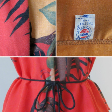 Vintage 70's Tropical Print Belted Top M Vintage 70's Tropical Print Belted Top M