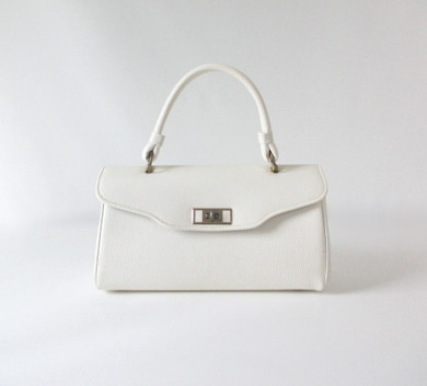 Vintage 60's White Top Handle Handbag Bag
