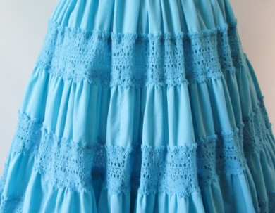 Vintage 50's Aquamarine Desert Flower Patio / Squaw Skirt Blouse Set L Vintage 50's Aquamarine Desert Flower Patio / Squaw Skirt Blouse Set L