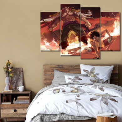 One Piece Whitebeard Edward Newgate Luffy Battle Canvas
