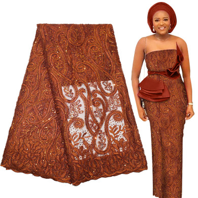 High Quality African Sequins Embroidery French lace 5 Yards Free Shipping
