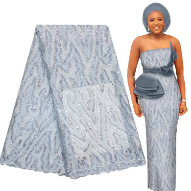 Nigerian Sequin Embroidery Aso Ebi French Lace Fabric 5 Yards Free Shipping