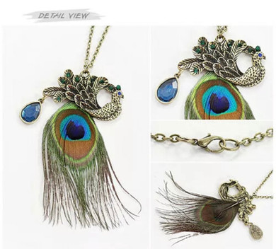 Peacock feather rhinestone necklace Peacock feather rhinestone necklace