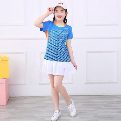 Girls Badminton Shirt Skirt Sets short sleeve Tennis T shirt Suit Girl Ping Pong Clothes Women Table Tennis Clothing Size XS-3XL