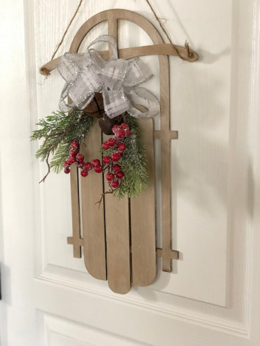 Sled door hanger - decorations - Christmas porch - door decorations - not a wreath