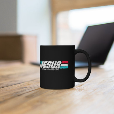 (Grungy) Jesus: Inspirational Black mug 11oz