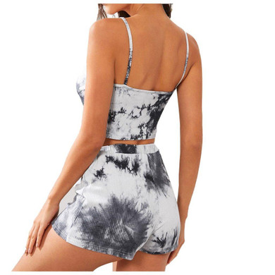 2 Piece Summer Sleeveless Tie-Dye Short Set