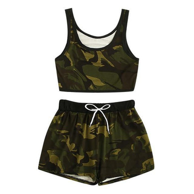 Camouflage Print 2 Piece Short Set