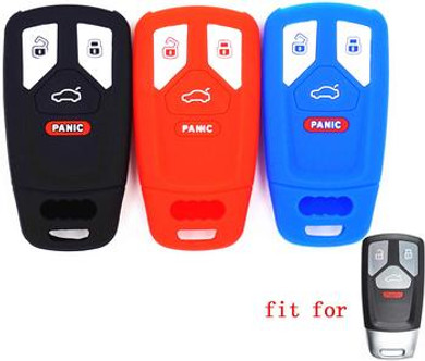 Keyprotek Silicone 4 Button Protective Smart Keyless Entry Key Fob Remote Transmitter Cover Case Skin Jacket Fit for Audi (SKU: AUDIS4B)