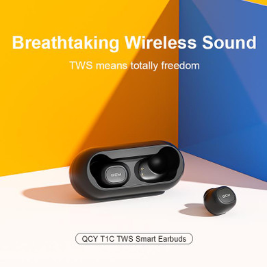 QCY T1C TWS Wireless Earphone Bluetooth V5.0 IPX4 Waterproof Headphones with Microphone Portable Sports Headset