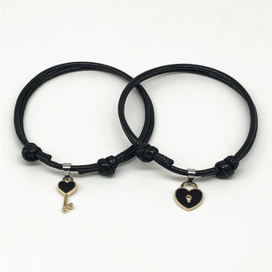 2 PCs/lot,New Arrival Couple Bracelet Alloy key Heart Lock Charm Bracelet  Handmade Jewelry Rope Bracelet Lovers Gifts for Women