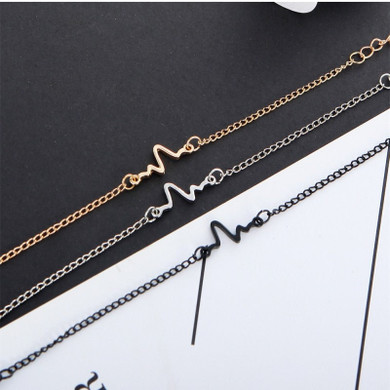 New Heart Beat Simple Ecg Bracelets for Women Pulseras Mujer Love Frequency Bracelets Party Wedding Gift Female Fashion Jewelry