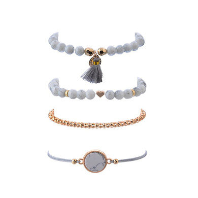 4 Pcs/ Set  Bohemian charm bead Bracelet Women tassel Bangles gold heart Bracelets Sets Jewelry Party Gifts