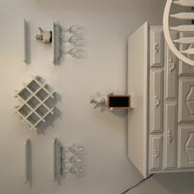 Set of 5 Wall Mount Wine Rack Set w/ Storage Shelves and Glass Holder White