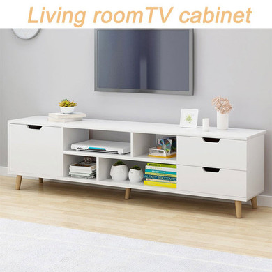 Television Stands Living Room TV Three Cabinet 4 Open Shelves Wood Multipurpose Organizer Furniture