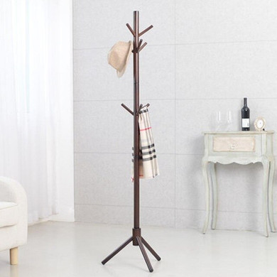Solid Wood Hanger Floor Standing Coat Rack Clothes Hanging Storage Rack Wood Hanger Bedroom