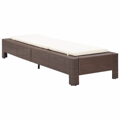 vidaXL Sunbed with Cushion Brown Poly Rattan Sun Lounger Chaise Lounge Garden