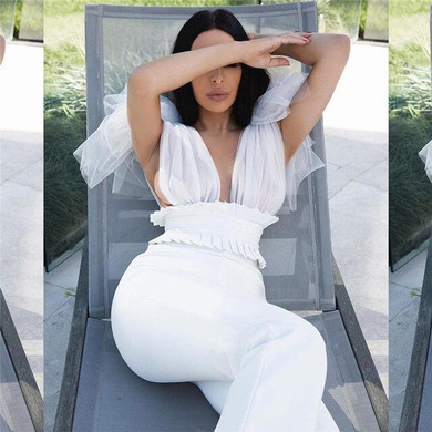 Adogirl Sheer Mesh Bow Jumpsuit