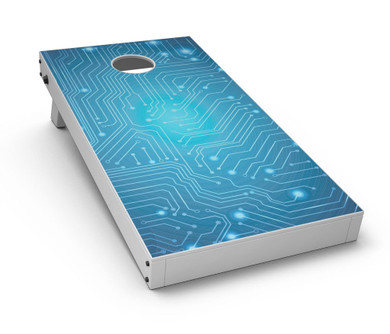 Blue Circuit Board V2 CornHole Board Skin Decal Kit