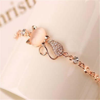 Rose Gold Cute Zircon Cat Bracelets