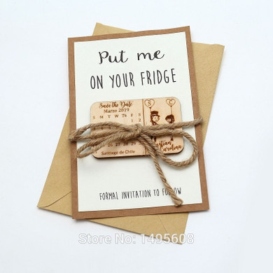 Customized Wedding Guest Save the Date Wood Refrigerator Magnets