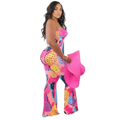 Plus Size Fruit Print Jumpsuit