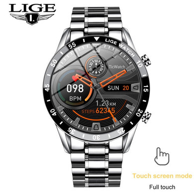 LIGE Fashion Full Circle Touch Screen Men Smart Watch