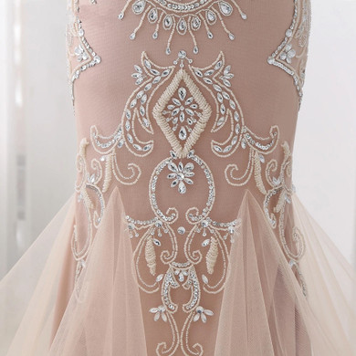 Luxury  Beaded Rhinestone Mermaid Maxi Dress