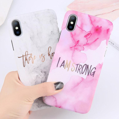 Leaf Print Marble Hard iPhone Case