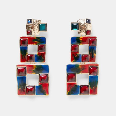 Crystal Colorful Geometric Trendy Drop Earrings