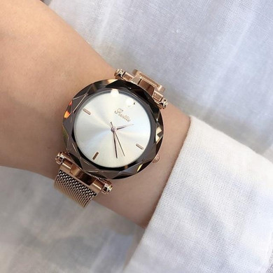 Crystal Stainless Steel Quartz Wristwatch