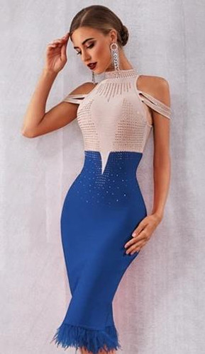 Rhinestones Embellished Sexy Party Wear Dress