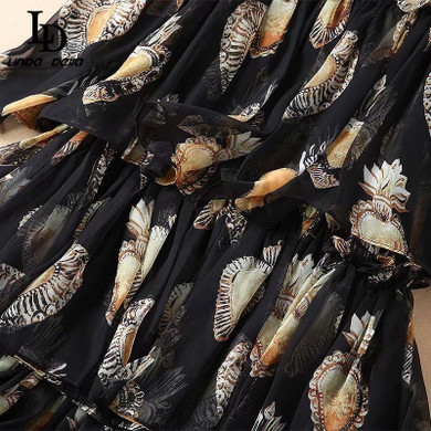 Elegant Ruffles Printed Vintage Short Dress