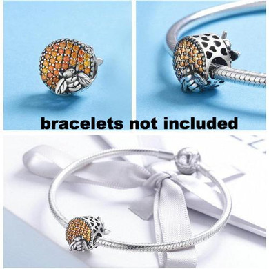 Honeybee Sterling Silver and Cubic Zircon Round Charm