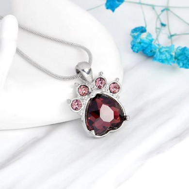 Paw Print Birthstone Necklace Paw Print Birthstone Necklace