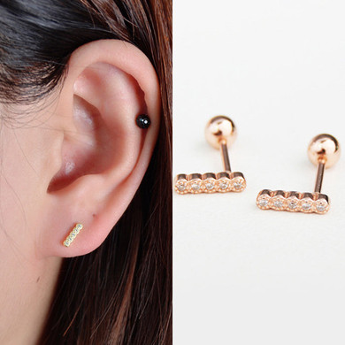 Stick Sterling Silver Single Stud Earrings