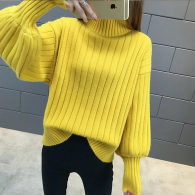 Lantern Sleeve Knitted Pullover