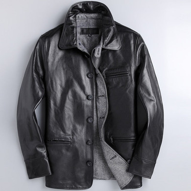 Men Real Leather Jacket Genuine Cow Leather