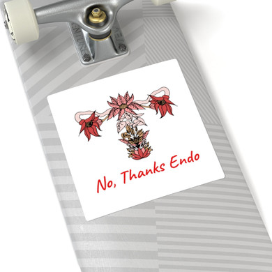 "No, Thanks Endo Logo + Text" White Sticker