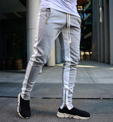 Casual Skinny Pants Joggers Sweatpants Men Fashion Patchwork Trousers Male