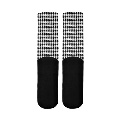 Black White Houndstooth Mid-Calf Socks (Black Sole)