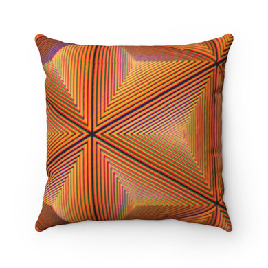 Orange 3D Triangles Square Pillow Case
