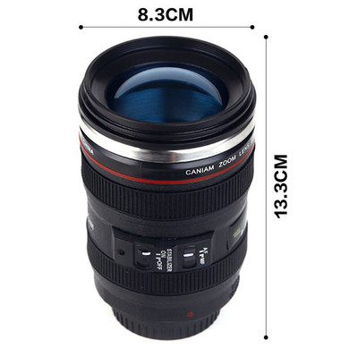 Creative Stainless Steel Camera Lens Shaped Mugs Coffee Mugs Tea Cup Travel Vacuum Flasks With Lid New Year Gifts Drinkware